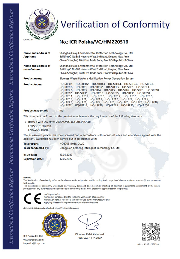 Shanghai Haiqi CE Certificate